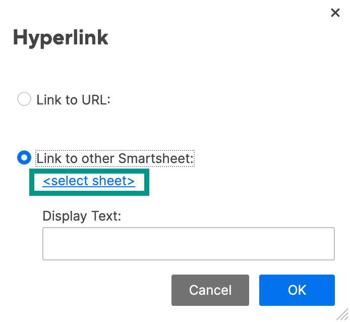 Link to other Smartsheet