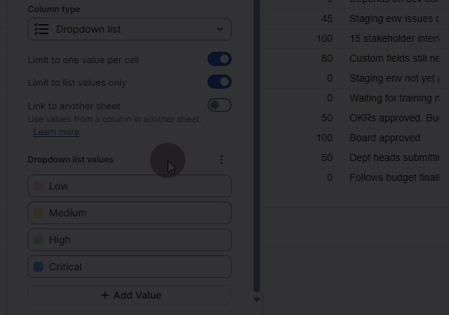 Remove value colors in dropdown list