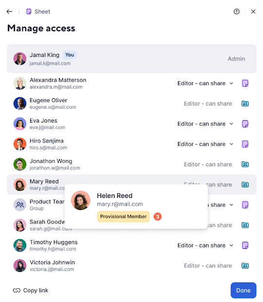 Member status in manage access