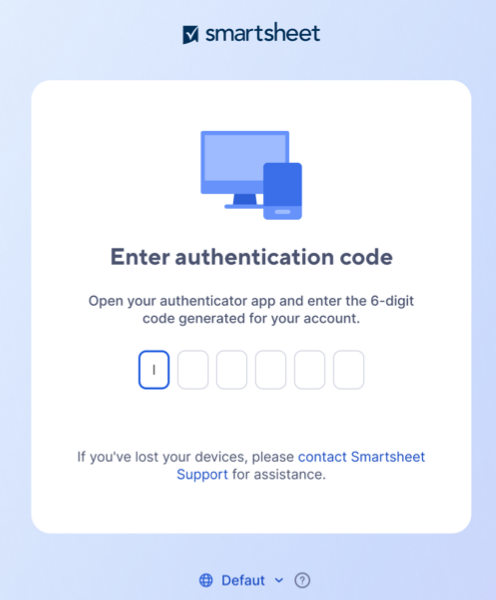 Sign in to Smartsheet with authenticator app | Smartsheet Learning Center