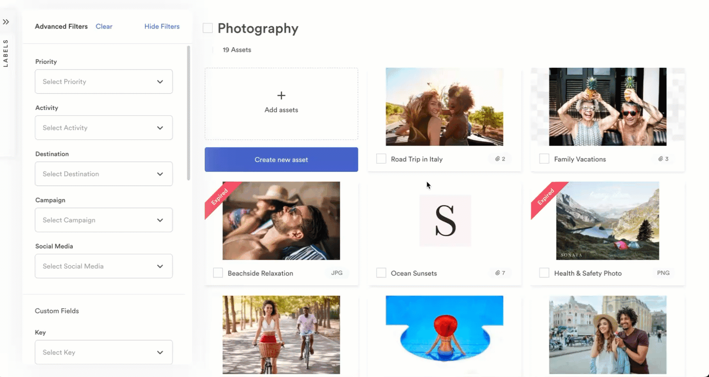 adding and removing assets from labels
