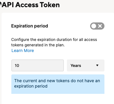 API Access token Admin Center