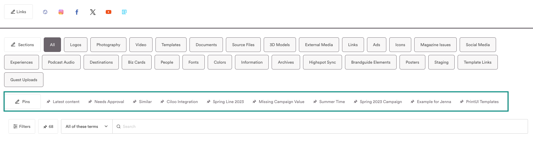 Brandfolder pins highlighted.