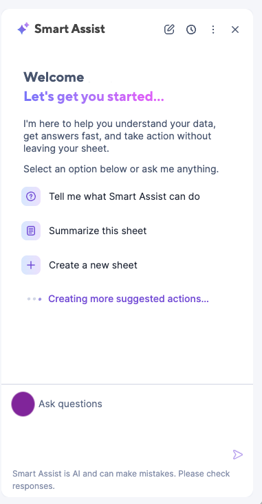 Smart Assist panel