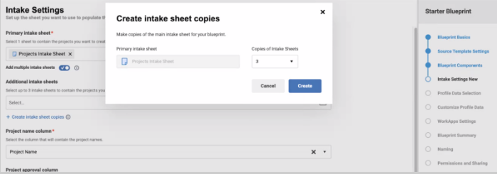 create intake sheet copies