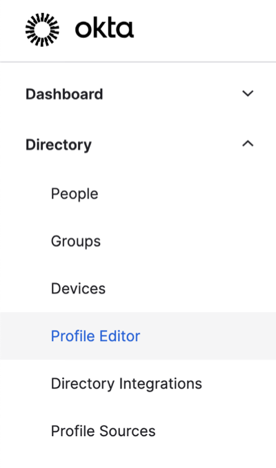 Profile editor on Okta Admin page