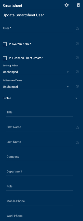 Update Smartsheet user module