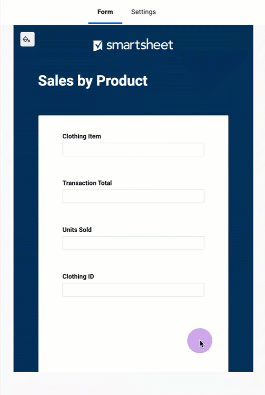 new form field from plus sign