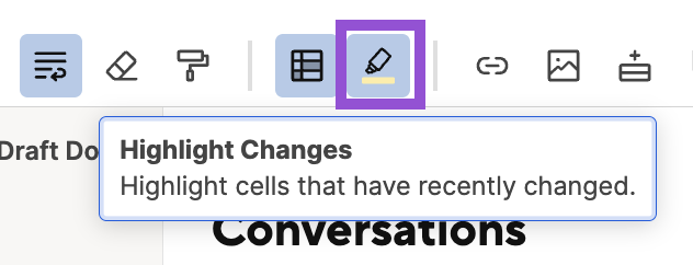 Highlight changes in toolbar