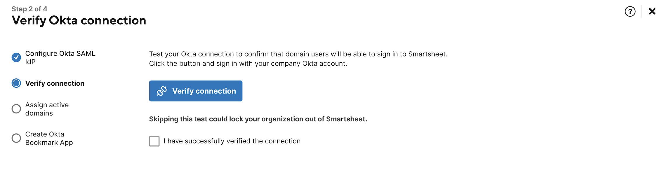 Verify Okta connection