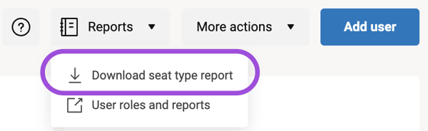 Download seat type report option on the Seat types and true-up page