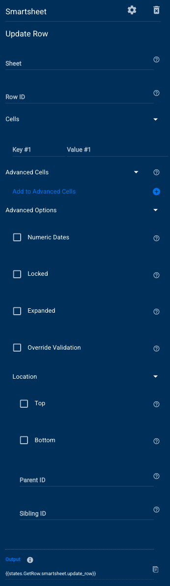 Update row module