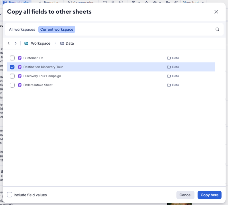 Copy the sheet summary to other sheets