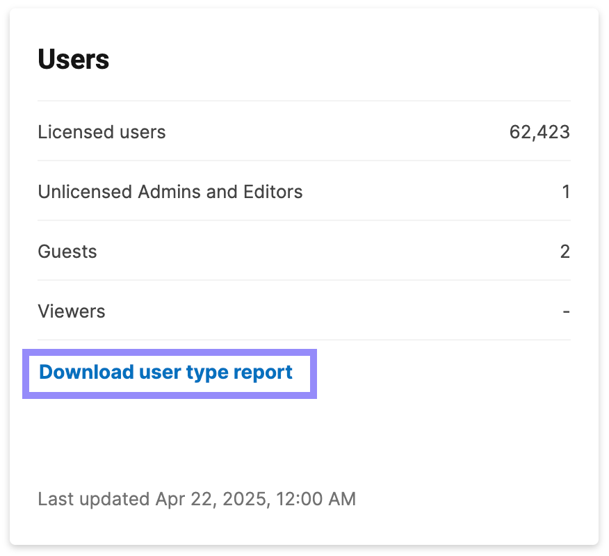 Download the user type report from the Admin Center homepage