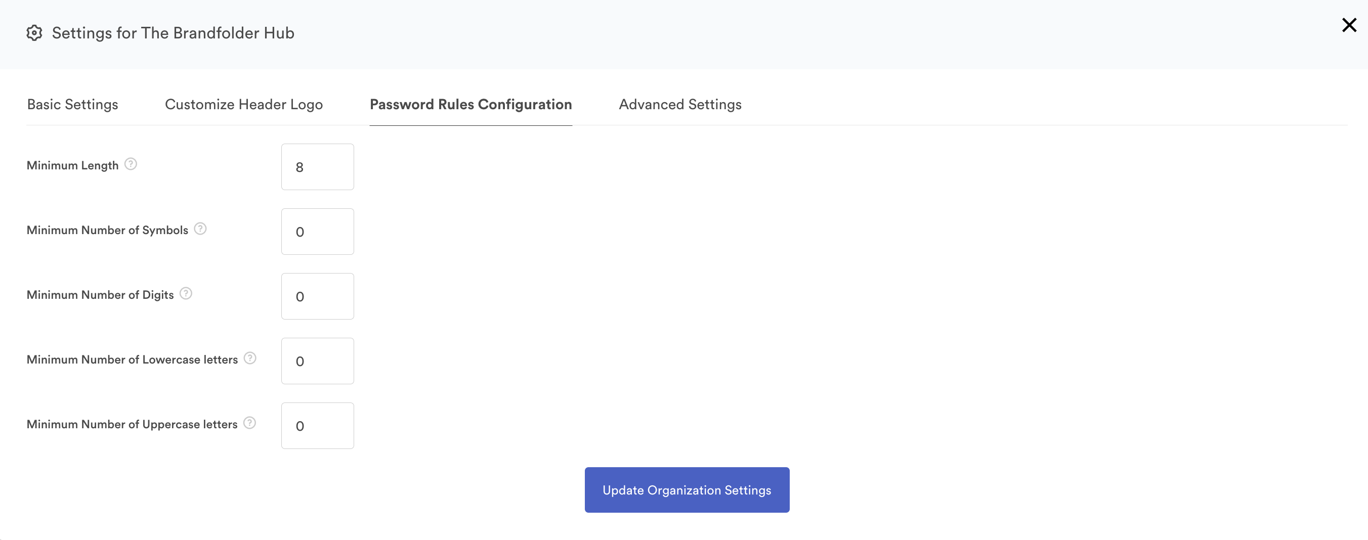 password requirements