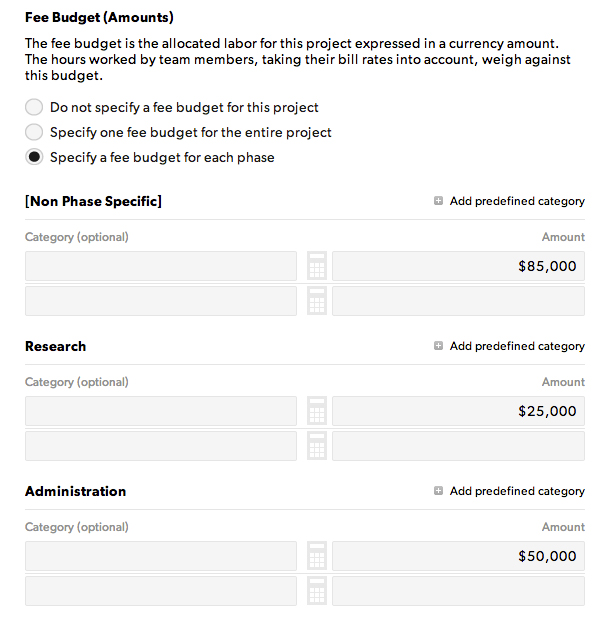 phase budget settings