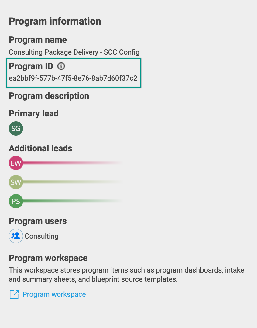 Program ID in program info SCC