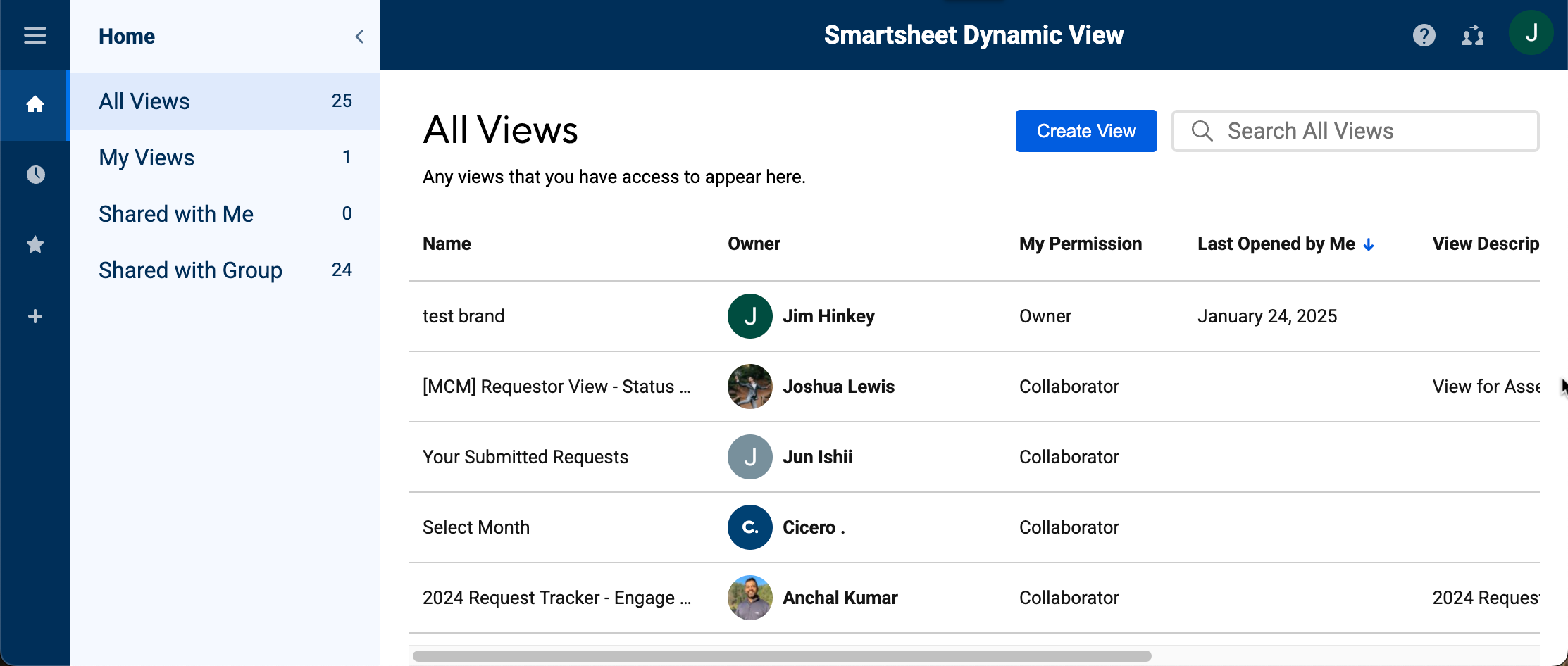 Dynamic View application home