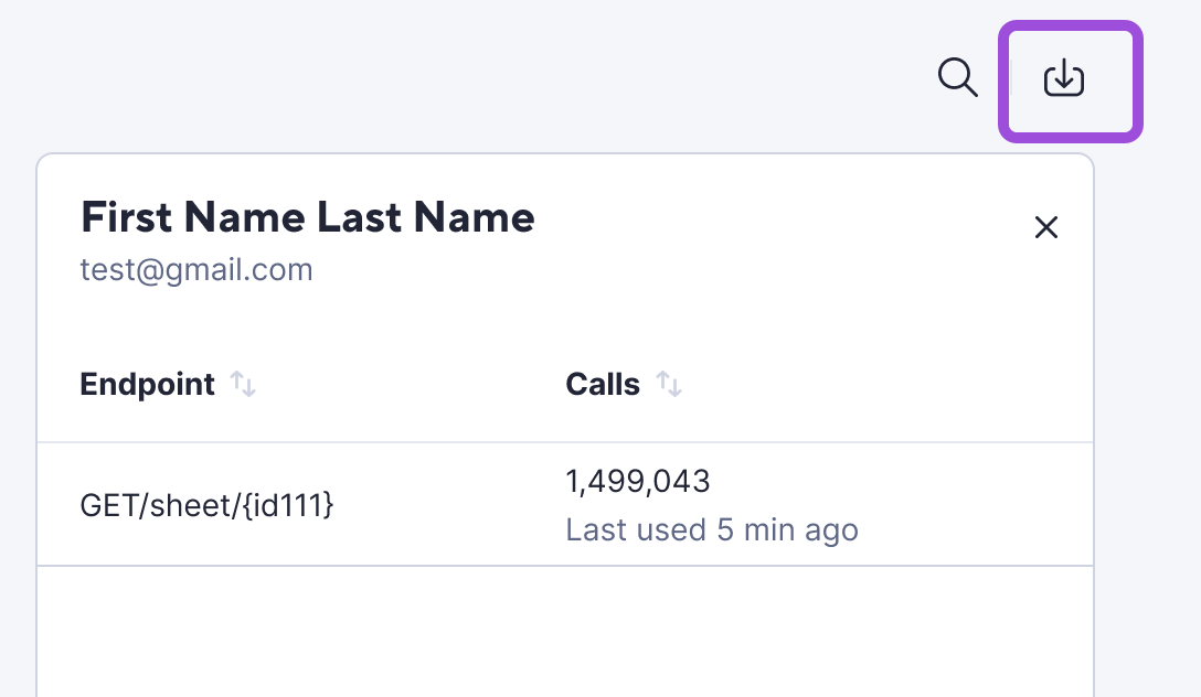 Download the API user usage report in Admin Center.