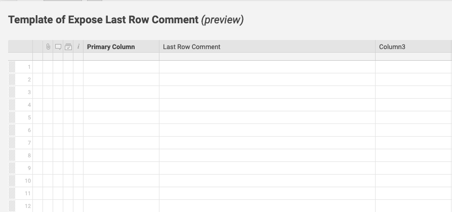 Example sheet to Expose the last comment row worfklow