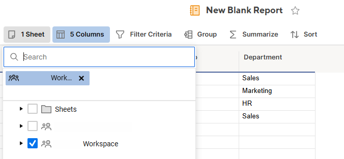 Gov Select source sheet for reports