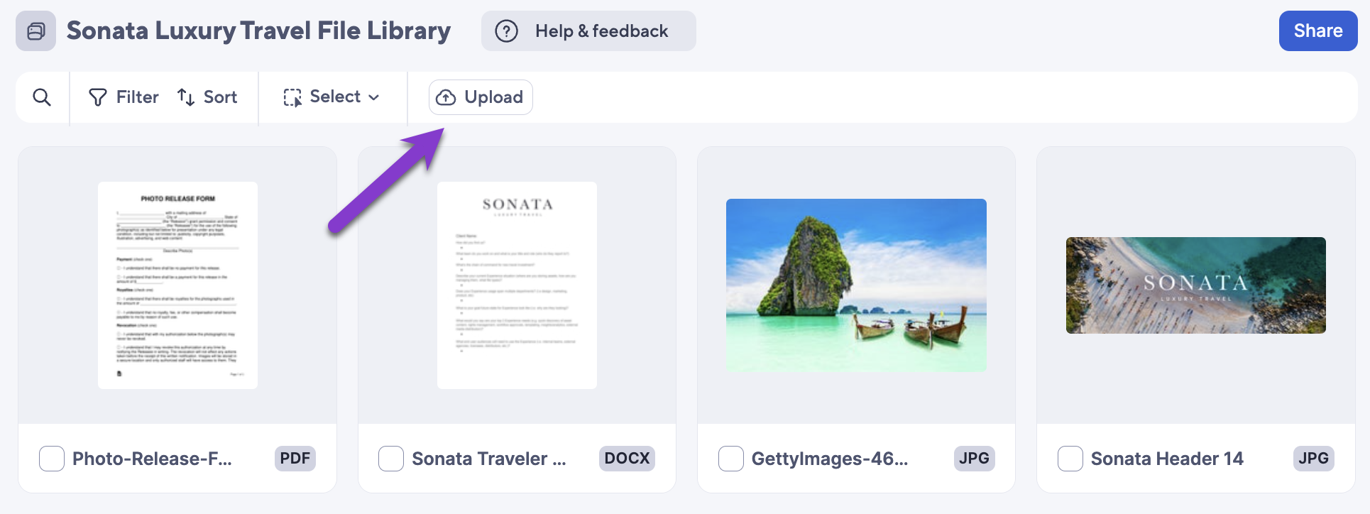 upload files to file library