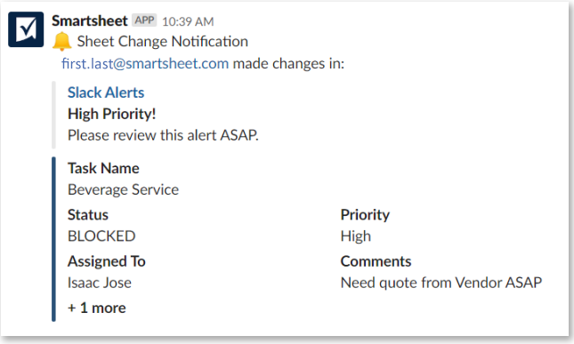 Single row notification on Slack