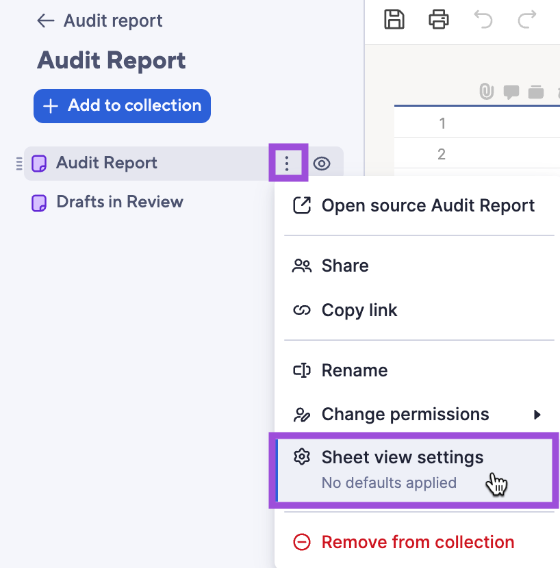 Set default view collections