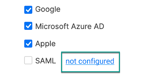SAML authentication at the plan level hasn't yet been configured