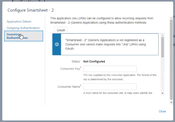 Configuring Smartsheet authentication