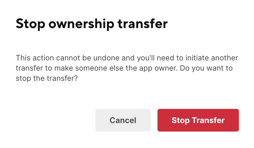 Confirm stop transfer ownership WorkApp