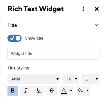 Rich Text widget options