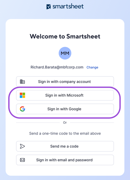 Sign in with Microsoft or Google
