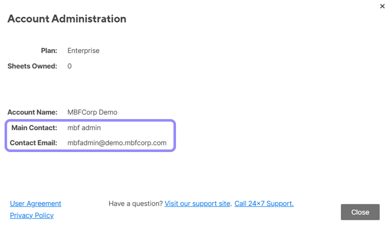 Profile account information