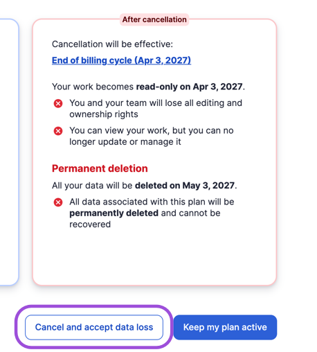 Confirm cancellation