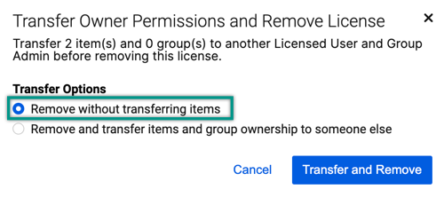 Remove without transferring items option