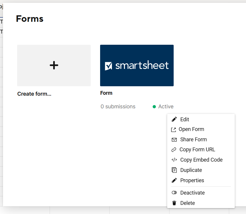 Form manager options