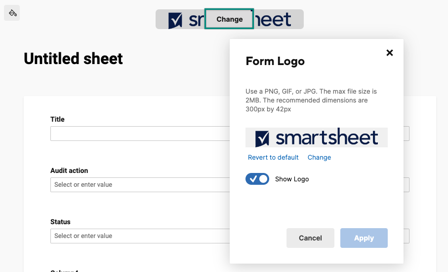 change the form logo