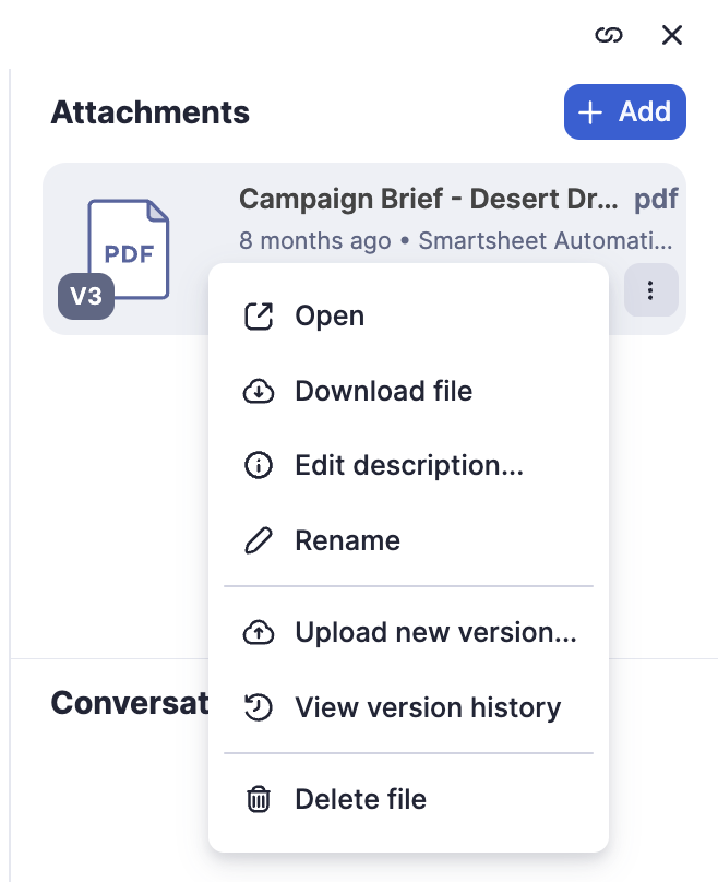 add and edit attachments in board view