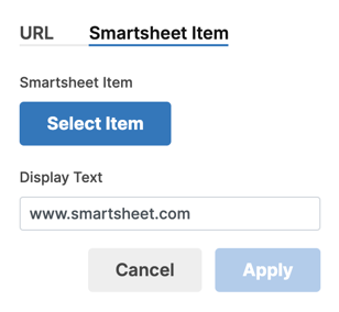 Rich Text widget Smartsheet item menu