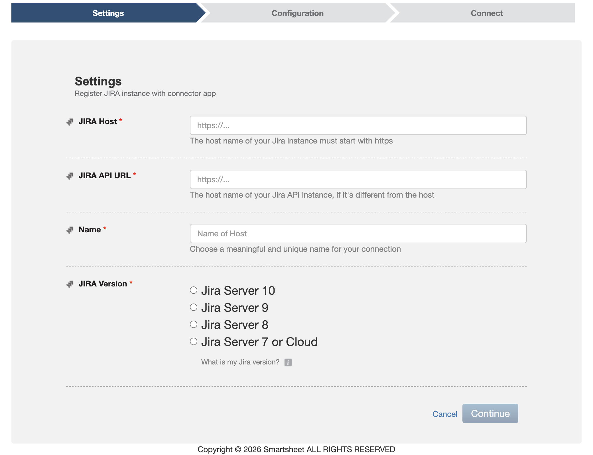 Jira Connector Settings