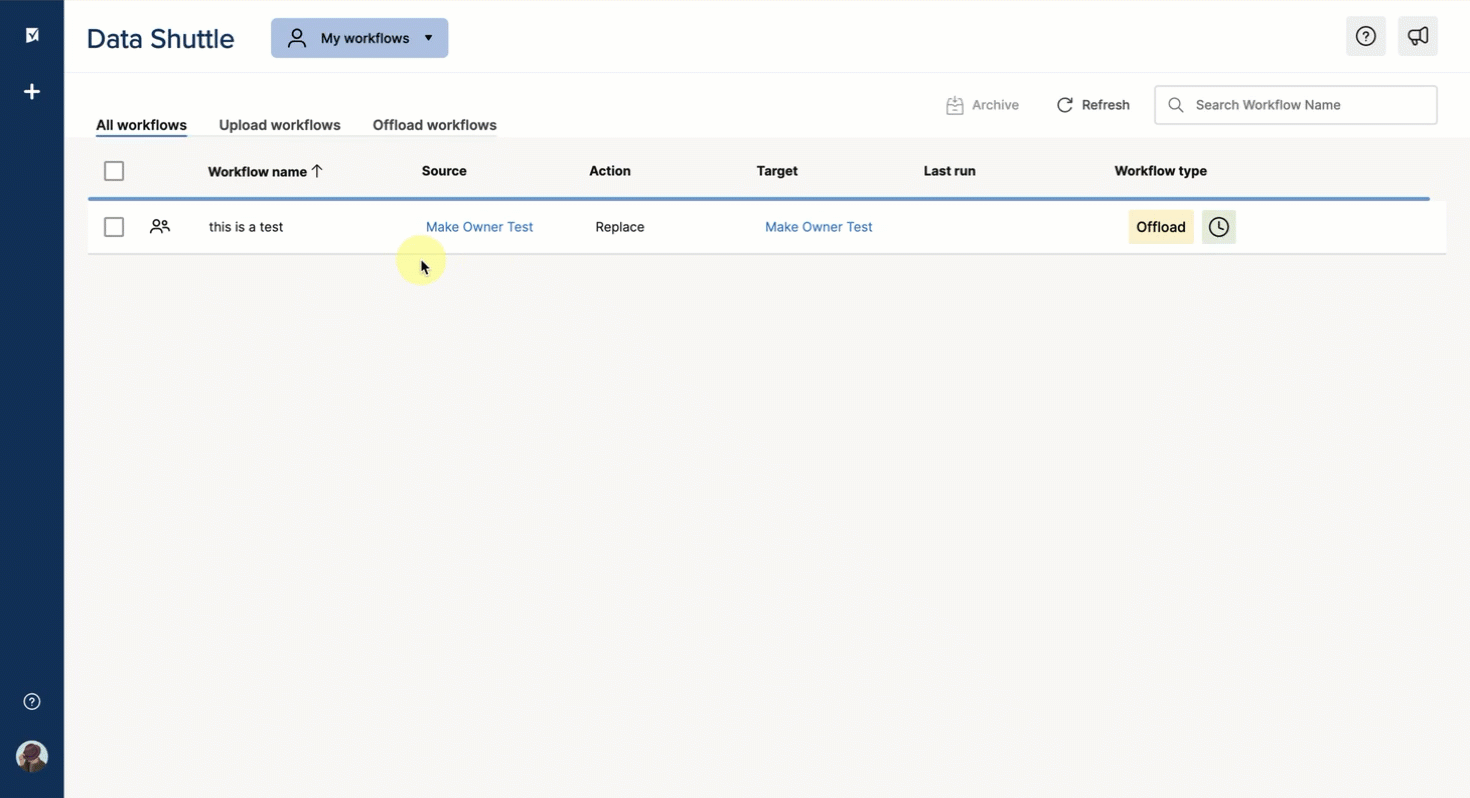 Copy from an existing offload workflow