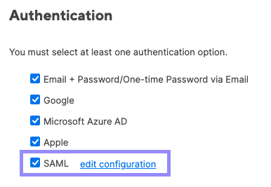 Edit SAML configuration in Legacy Admin Center in Smartsheet app