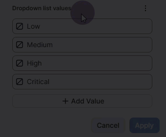 Reorder dropdown list values