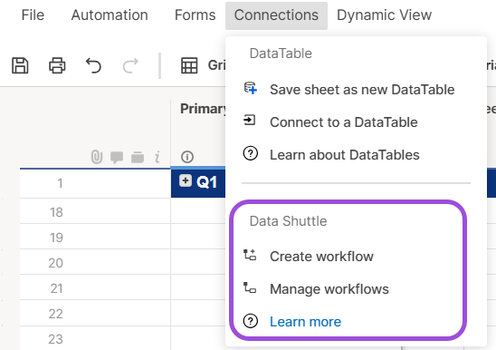 Datashuttle connections