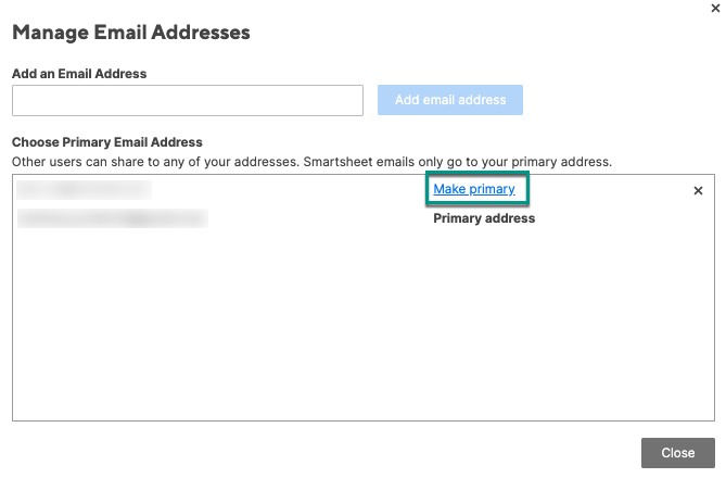 Manage primary email address