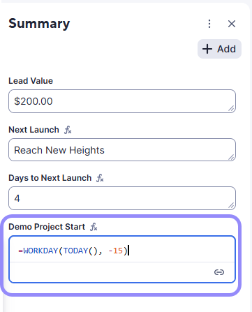 Sheet summary in table view
