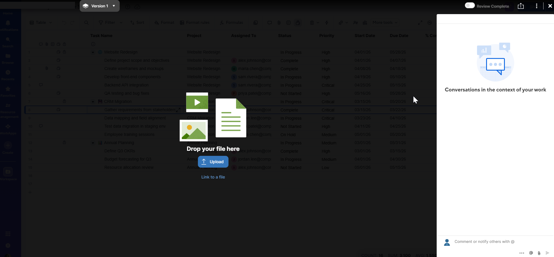 Upload proof screen