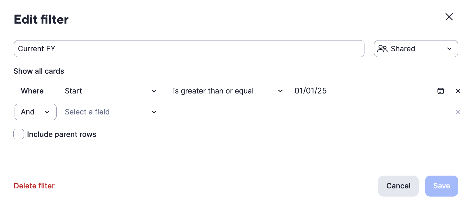 edit a filter in the new views