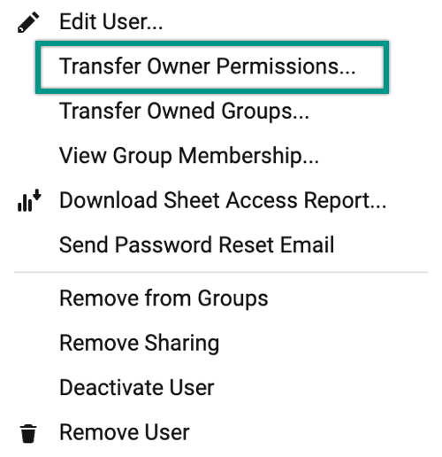 Transfer Owner permissions option in Admin Center